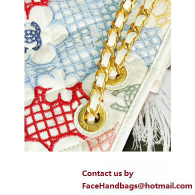 Chanel Lace Patchwork  &  Gold-Tone Metal Flap Bag AS4773 White  &  Multicolor 2024